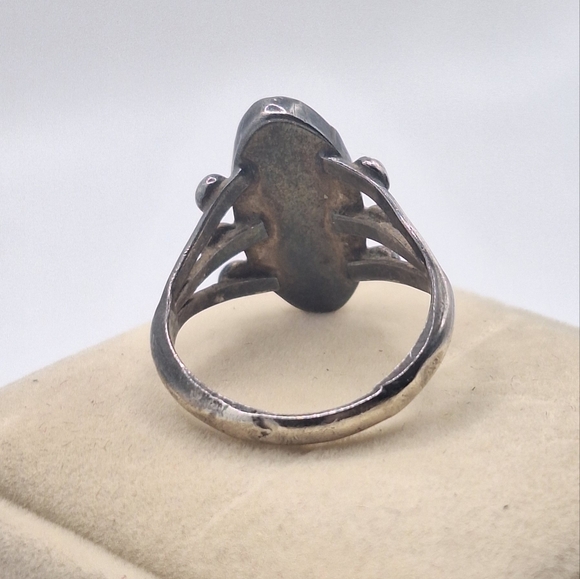 Blue-green Navajo-Style Natural Turquoise Sterling Hand-made Ring Sz 8.5 - Picture 6 of 11